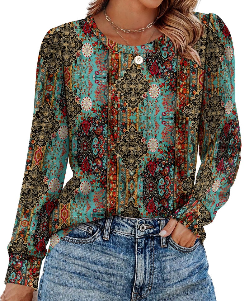 Alaroo Western Shirts for Women Tunic Tops Fall Fashion Cowgirl Outfits Basic Crewneck Sweatshirts Vintage Tees Print 4 M - Image 2