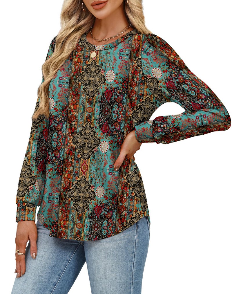 Alaroo Western Shirts for Women Tunic Tops Fall Fashion Cowgirl Outfits Basic Crewneck Sweatshirts Vintage Tees Print 4 M - Image 4