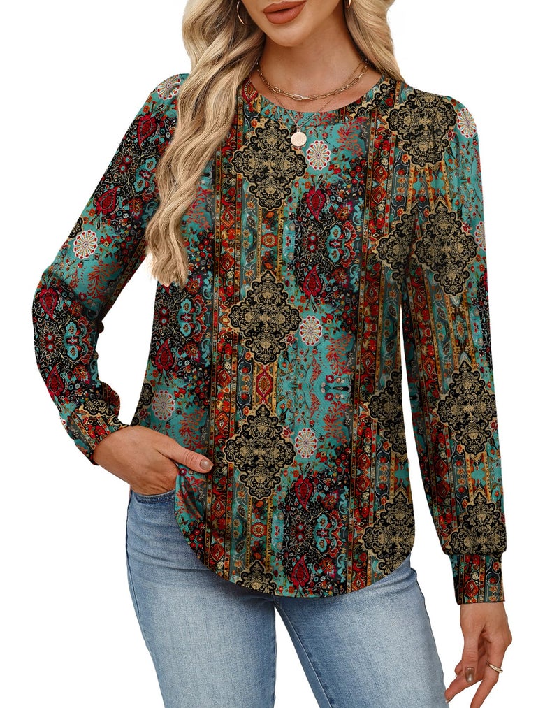Alaroo Western Shirts for Women Tunic Tops Fall Fashion Cowgirl Outfits Basic Crewneck Sweatshirts Vintage Tees Print 4 M - Image 3