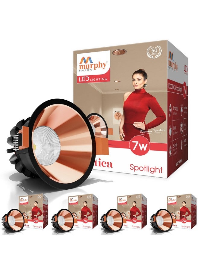 Murphy 7W Black Body Rose Gold Finish COB Spot Down Light : Warm White, Pack of 5 - Image 1