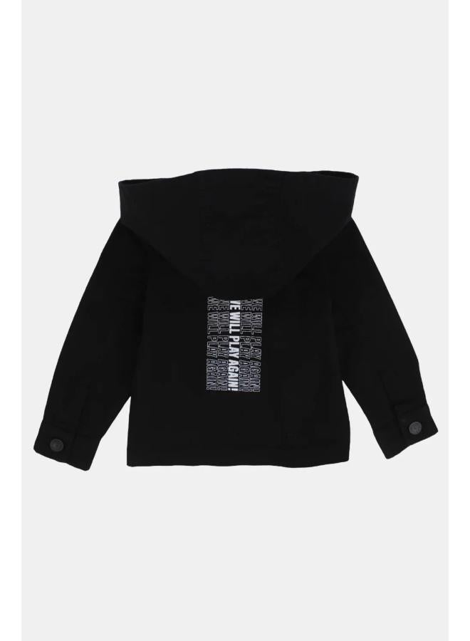 playmore Unisex Baby Gabardine Jacket – Black "THE SUN WILL RISE" - Image 2