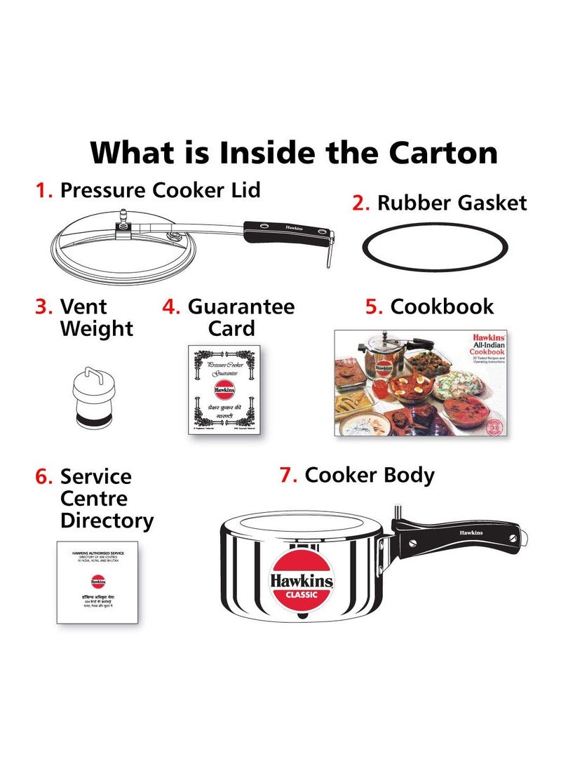 Hawkins Hawkins 2 Litre Classic Pressure Cooker, Best Inner Lid Cooker, Small Cooker, Silver (CL20)  - Image 3