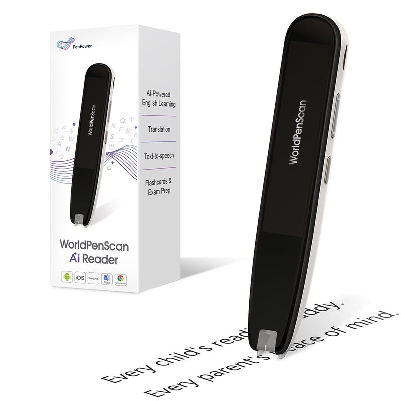 PenPower WorldPenScan AI Reader â€“ Reading Pen with Built-in Dictionary & AI Reading Buddy for Kids | Grade-Level Reading Support | English, Spanish, Chinese | Text-to-Speech, Transcribe, Translation - Image 1