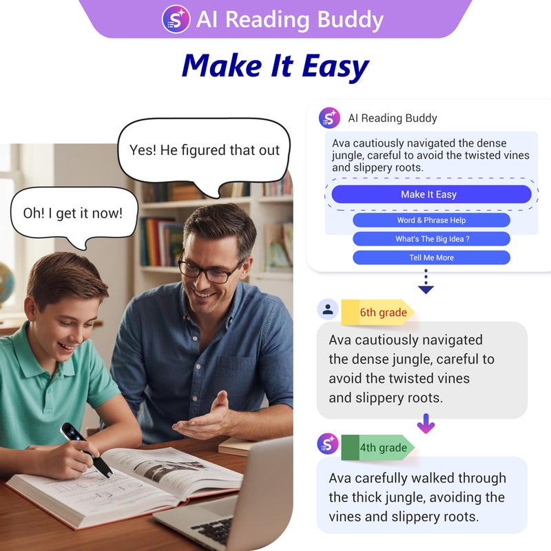 PenPower WorldPenScan AI Reader â€“ Reading Pen with Built-in Dictionary & AI Reading Buddy for Kids | Grade-Level Reading Support | English, Spanish, Chinese | Text-to-Speech, Transcribe, Translation - Image 4