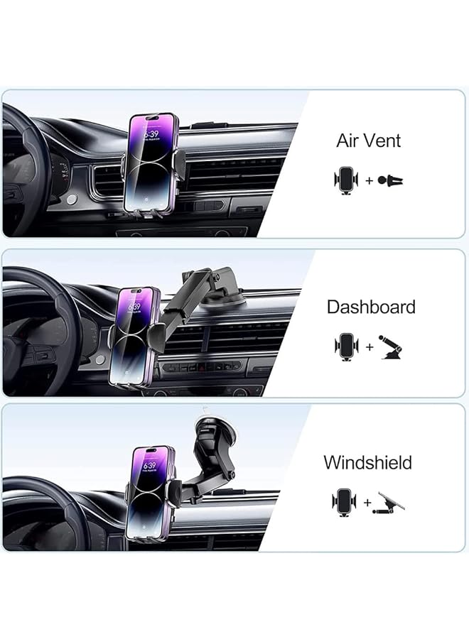 Excefore Car Phone Holder, Phone Holder For Cars 4-In-1 Car Phone Holder, For Dashboard & Air Vent & Windshield, Car Phone Mount Cradle 360° Rotation, With All 4.0''-7.0'' Cell Phones - Image 4