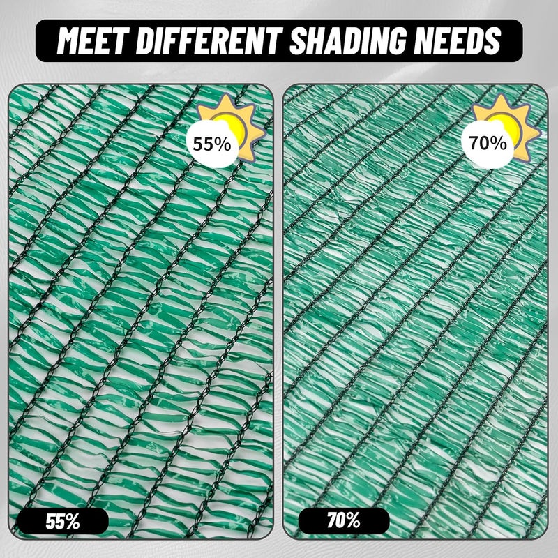 Cool Area منطقة كول 70% قماش تظليل شمسي شبكي مع حلقات معدنية لتغطية النباتات 3×6 قدم مظلة فناء برجولة حديقة دفيئة مرآب سيارات بيت كلاب أخضر داكن - Image 4