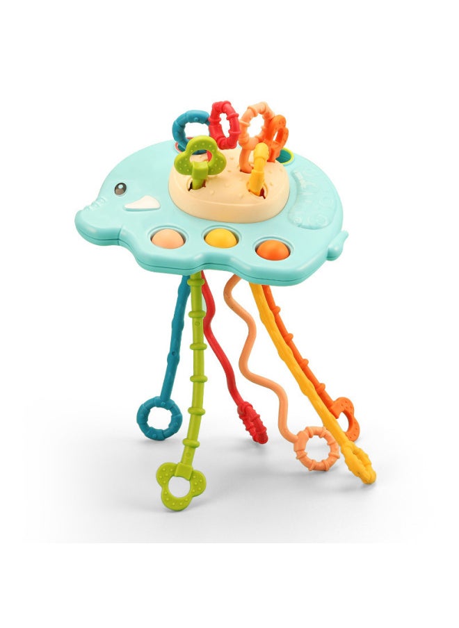 Generic - Tiktok's Same Style Children's Finger Pumping Lala Le Infant Educational Toys Can Be Pressed Bite Grip Exercise-Color:Light Blue Baby Elephant Pumping Music ] - Image 1