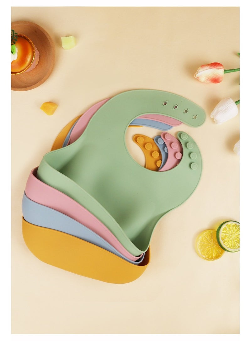 طقم أدوات مائدة سيليكون للأطفال صينية طعام للأطفال (صينية + كوب ماء + غطاء) طقم أخضر مكون من ثلاث قطع - Image 5