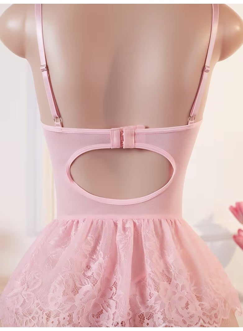 لانجيري تنكري قميص نوم حريمي دانتيل في تل مزين بفيونكة ستان - Image 5