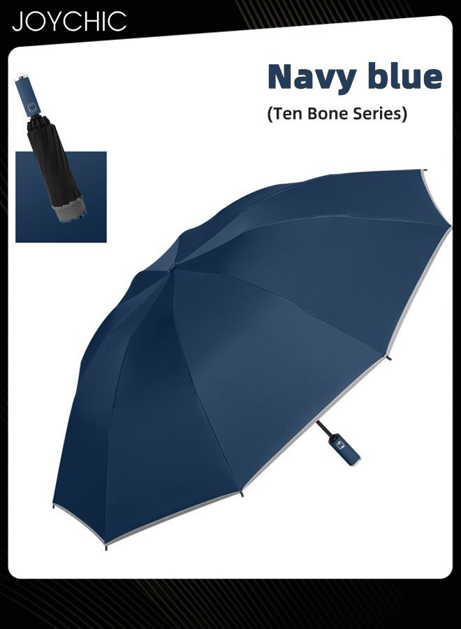 Joychic One Button Automatic Windproof Rainproof Portable Folding Reverse Umbrella For Adults Dark Blue - Image 2