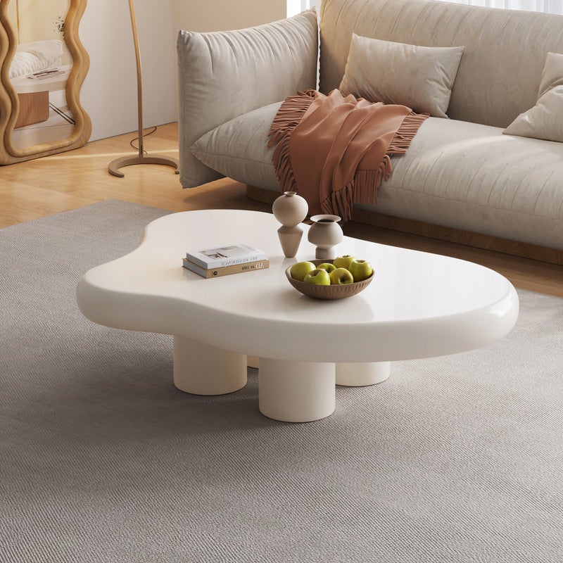 طاولة قهوة غرفة المعيشة غير المنتظمة ، طاولة قهوة صغيرة حديثة لطيفة ، طاولة basse de salon ، couchtisch wohnzimmer ، طاولة قهوة داخلية ، شكل حر رباعي القدم ، مناسبة للمنزل وغرفة النوم وأثاث غرفة المعيشة ، 91 * 63 * 38.8 سم - Image 1