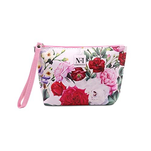 NFI Essentials Pu Floral Print Makeup Pouch for Women, Small Stylish Pouches for Makeup Accessories & Travel Organiser Cosmetic Pouch (Y28), Multi - Image 1