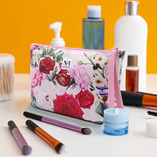 NFI Essentials Pu Floral Print Makeup Pouch for Women, Small Stylish Pouches for Makeup Accessories & Travel Organiser Cosmetic Pouch (Y28), Multi - Image 2