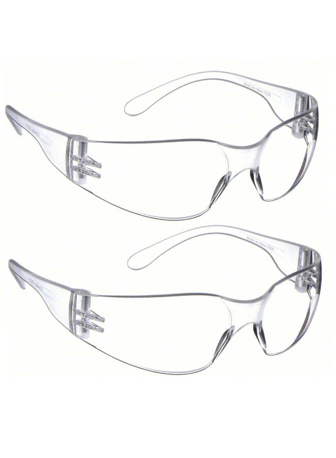 Safety Glasses Uncoated, No Foam Lining, Wraparound Frame, Frameless, Clear, 2 Pieces