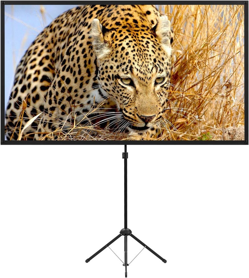 excelimage Portable Projector Screen with Stand, Outdoor Movie Screen, 80 Inch 16:9, Light-Weight, Mobile and Compact, Easy Setup and Carrying, Projection Screen with 1.2 Gain Glass Fiber, Idea for Home Cinema. - Image 1