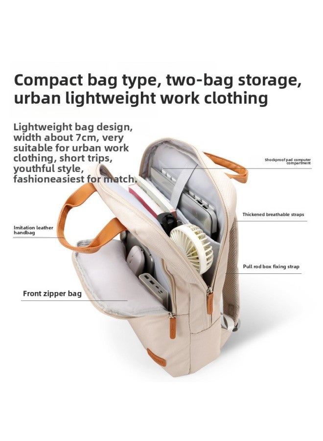 Backshoulder Laptop Bag Women's 13.3 Inch 14 Inch 15.6 Inch Air Cushion Protection For Lenovo For Apple Dell-Color:Brono Backpack Light Gray-Size:13.3-14inch Medium - Image 3
