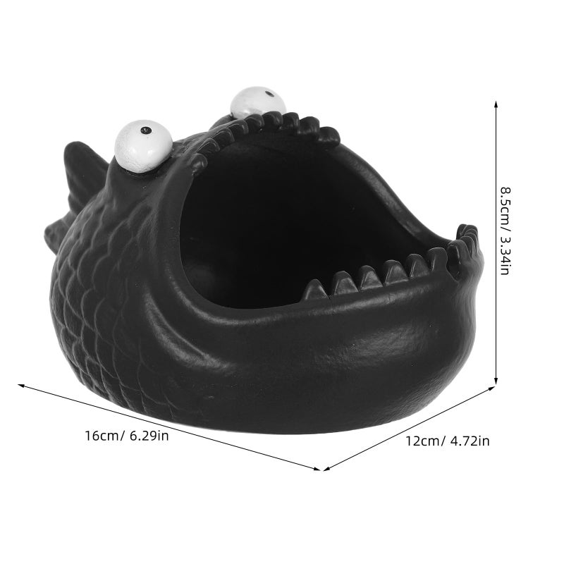 Windproof Ceramic Ashtray Big Mouth Fish Design Portable Desktop Ornament - Image 3