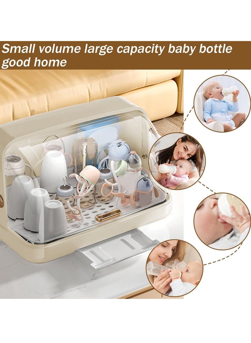 Large Baby Bottle Drying Rack, Bottle Storage Holder, Nursing Bottle Storage Box Organizer, Kitchen Dish Holder, Bottle Sterilizer with Cover, Ultraviolet Disinfection, Drying Rack - Image 4