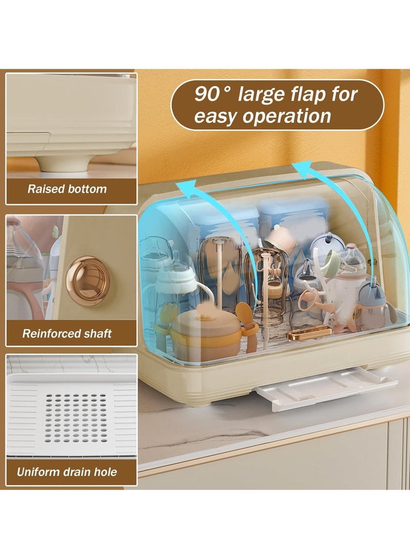 Large Baby Bottle Drying Rack, Bottle Storage Holder, Nursing Bottle Storage Box Organizer, Kitchen Dish Holder, Bottle Sterilizer with Cover, Ultraviolet Disinfection, Drying Rack - Image 5