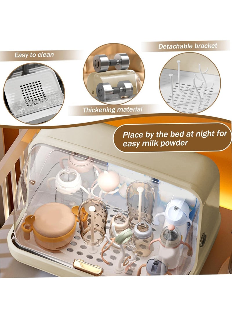 Large Baby Bottle Drying Rack, Bottle Storage Holder, Nursing Bottle Storage Box Organizer, Kitchen Dish Holder, Bottle Sterilizer with Cover, Ultraviolet Disinfection, Drying Rack - Image 2