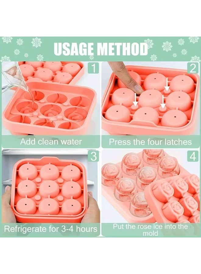 Goolsky 1pc 9 grids Ice Cube Mold Food Grade Silicone Cork Block Ice Box Ice Cream Maker Household Grinder Frozen Ice Rose Mold Kitchen Tool, Home Bar Accessory, Frozen Treats, Reusable Mold, Easy Storage, Durable Silicone, Bpafree Material, Kitchen Gadget, Dessert Makers, Party Hosts - Image 4