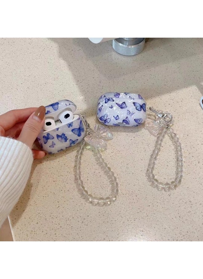 Generic - Suitable For AirPods 4 Headset Protective Cover Cartoon Shell Pattern For Apple1/2/3 Generation Pro2 Bluetooth Pendant Bracelet-Color:Shell Pattern + Bracelet-purple Stripes-Model:Airpods 4 (protective Case) - Image 1