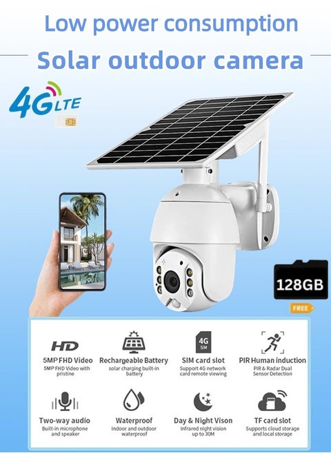 4G Solar Camera with Memory Card 4G LTE SIM Card IP Security Camera 8 MP CCTV Camera Outdoor 1080P Night Vision PTZ Color IR Night Vision Dual Sensor Motion Detection Tilt Surveillance Camera System