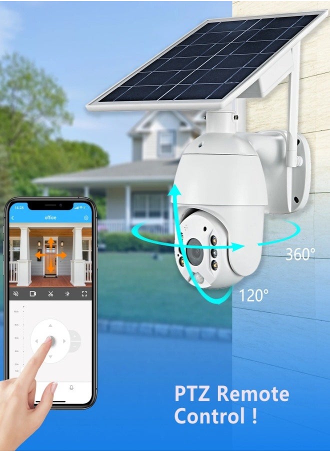 4G Solar Camera with Memory Card 4G LTE SIM Card IP Security Camera 8 MP CCTV Camera Outdoor 1080P Night Vision PTZ Color IR Night Vision Dual Sensor Motion Detection Tilt Surveillance Camera System