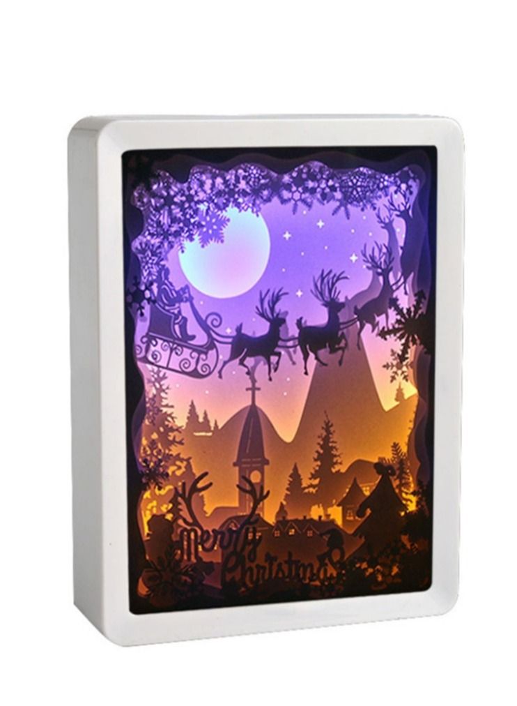 NIBEMINENT Festive Creative Home Photo Frame Gift Bedside Ambient 3D DIY Paper Sculpture Lamp 