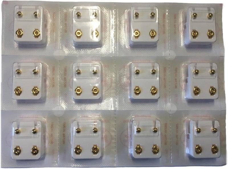 Studex Sterilized Gold Ball Stud Earrings - 12 Pairs Individually Packaged - Image 2