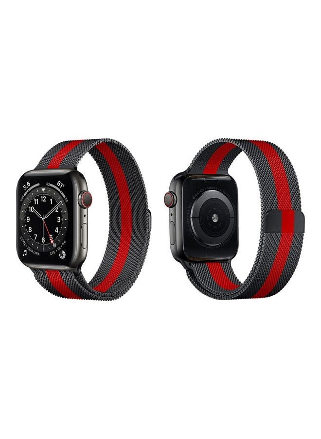 NIBEMINENT - Milanese Replacement Band for Apple Watch Black/Red - Image 1