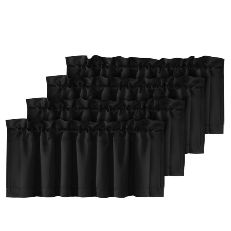 H.VERSAILTEX HVERSAILTEX Blackout Valances for WindowsBlack Kitchen Valance Curtains for Living RoomBedroomBathroomBasement Privacy Rod Pocket 4 Panels 52 W x 18Black