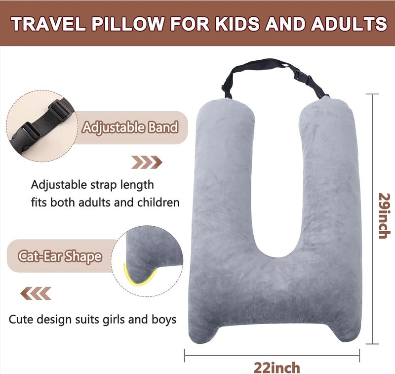 1 MIDDLE ONE Car Pillow for Kids, Memory Foam Travel Pillow for Car and Adults, Small Body Pillow (Grey) - Image 5