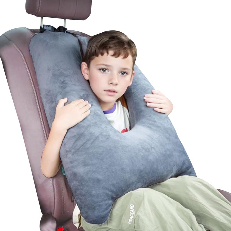 1 MIDDLE ONE Car Pillow for Kids, Memory Foam Travel Pillow for Car and Adults, Small Body Pillow (Grey) - Image 1