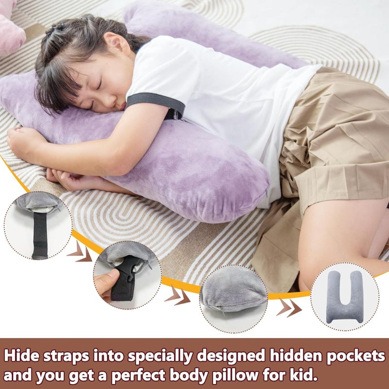 1 MIDDLE ONE Car Pillow for Kids, Memory Foam Travel Pillow for Car and Adults, Small Body Pillow (Grey) - Image 4