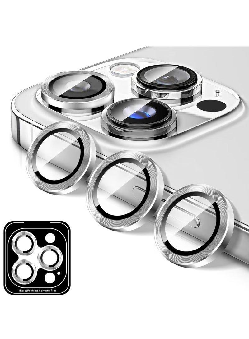 ELTRAZONE Camera Lens Protector for iPhone 16 Pro/16 Pro Max – Tempered Glass Camera Cover Screen Protector with Automatic Alignment Metal Individual Rings, HD Anti-Scratch Accessories (Silver) - Image 1