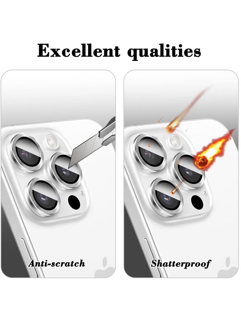 ELTRAZONE Camera Lens Protector for iPhone 16 Pro/16 Pro Max – Tempered Glass Camera Cover Screen Protector with Automatic Alignment Metal Individual Rings, HD Anti-Scratch Accessories (Silver) - Image 4