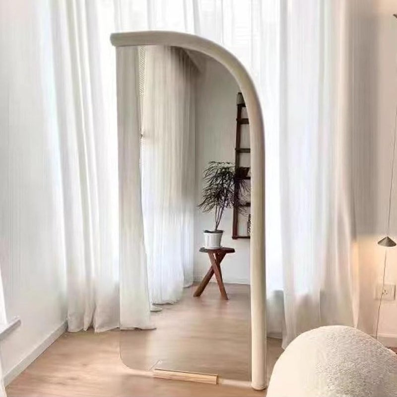 Kutis Modern Scandinavian Arc Design Full Length Mirror Standing Hanging or Leaning Against Wall Large Bedroom Floor Mirror Dressing Mirror Wall-Mounted Mirror 70x170 cm. (White/Beige/Clear) - Image 2