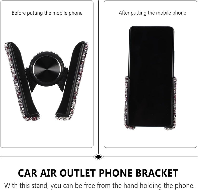 Gatuida Air Vent Car Phone Mount with Sparkling Clip, Automatic Car Phone Bracket for Navigation, Portable Vent Cradle Holder Compatible with Smartphones, Purple Rhinestone Design - Image 5
