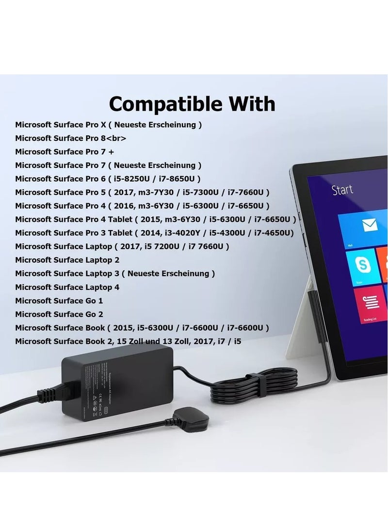 Max Power 65W Surface Pro Laptop Charger for Microsoft Surface Pro 10, 9, 8, 7+, 7, 6, 5, 4, 3, X, Windows Surface Laptop 6, 5, 4, 3, 2, 1, Surface Go Tablet, Surface Book 3, 2, 1, Support 44W, 36W, LED, 10FT  - Image 5