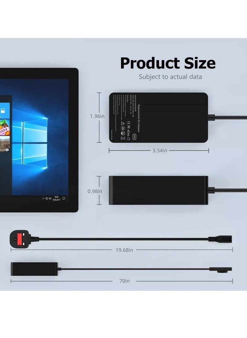 Max Power 65W Surface Pro Laptop Charger for Microsoft Surface Pro 10, 9, 8, 7+, 7, 6, 5, 4, 3, X, Windows Surface Laptop 6, 5, 4, 3, 2, 1, Surface Go Tablet, Surface Book 3, 2, 1, Support 44W, 36W, LED, 10FT  - Image 2