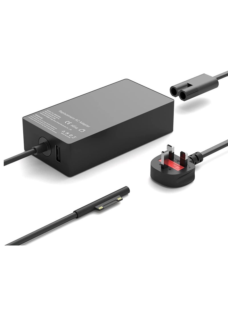Max Power 65W Surface Pro Laptop Charger for Microsoft Surface Pro 10, 9, 8, 7+, 7, 6, 5, 4, 3, X, Windows Surface Laptop 6, 5, 4, 3, 2, 1, Surface Go Tablet, Surface Book 3, 2, 1, Support 44W, 36W, LED, 10FT  - Image 1