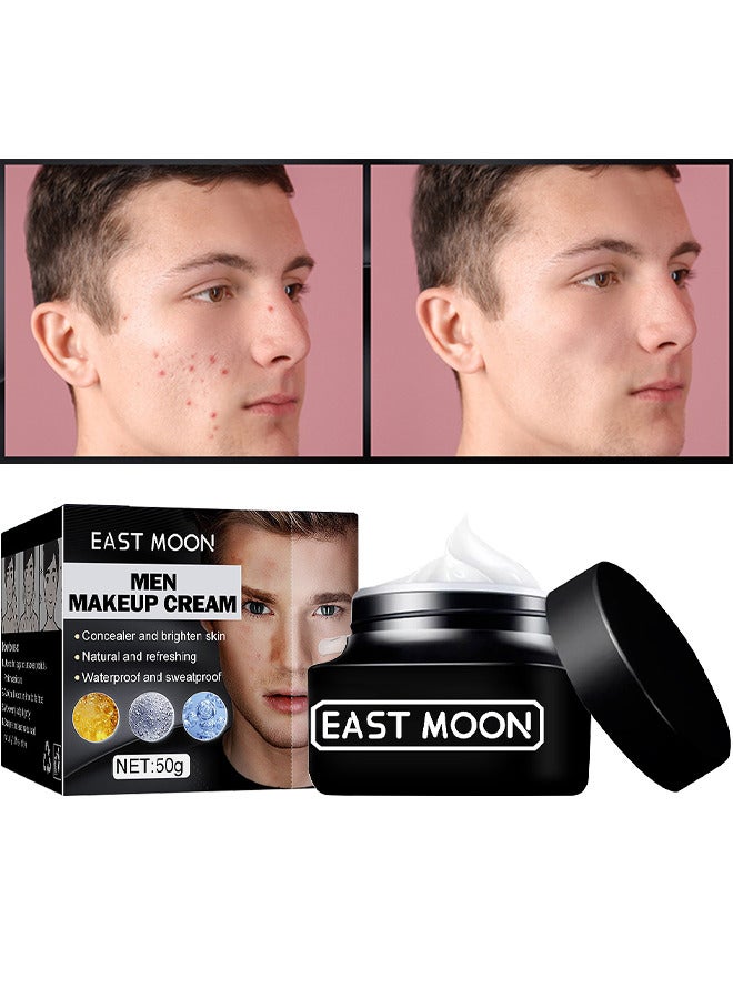 East Moon Men Makeup Cream 50G, Concealer And Brighten Skin, Natural And Refreshing, Waterproof And Sweatproof, Suitable For Use During Makeup, Long Lasting Cream Concealer Foundation Moisturizing Makeup - Image 1