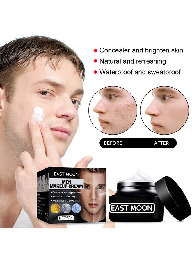 East Moon Men Makeup Cream 50G, Concealer And Brighten Skin, Natural And Refreshing, Waterproof And Sweatproof, Suitable For Use During Makeup, Long Lasting Cream Concealer Foundation Moisturizing Makeup - Image 2