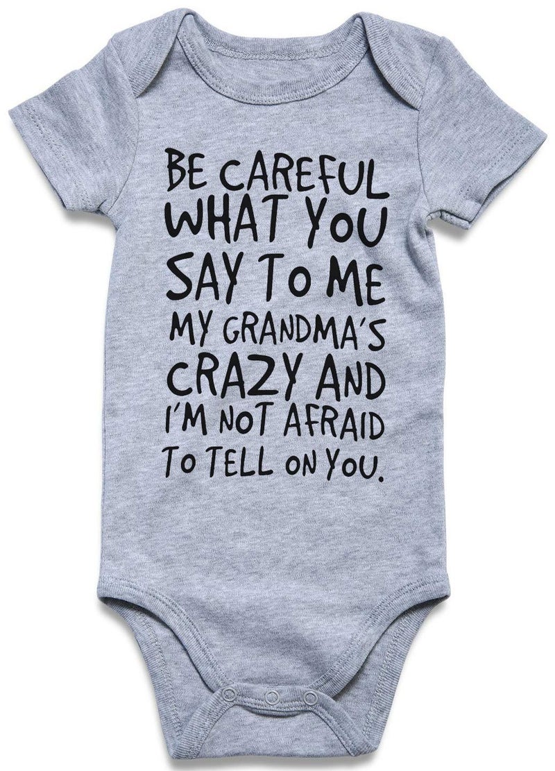 UNICOMIDEA Toddler Play Suits,Infant Baby Bodysuit Funny Letter of Be Careful What You Say,Softy Baby Romper Toddle Clothes - Image 1