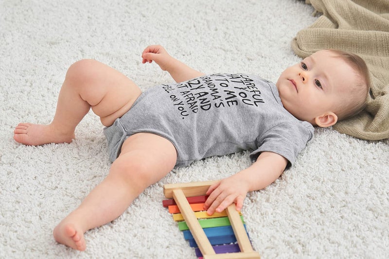 UNICOMIDEA Toddler Play Suits,Infant Baby Bodysuit Funny Letter of Be Careful What You Say,Softy Baby Romper Toddle Clothes - Image 4