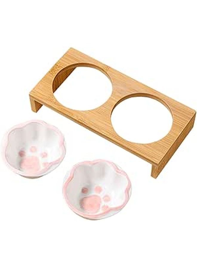 Ceramic Elevated Cat Bowl Easy Clean Slip Design For Indoor Cats - Image 1