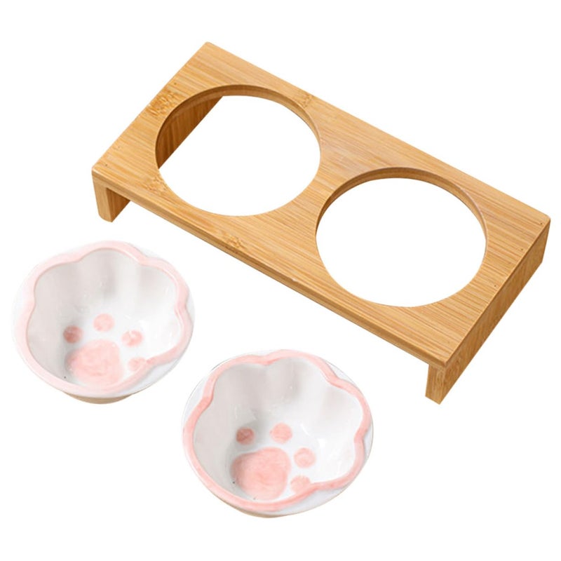 Ceramic Elevated Cat Bowl Easy Clean Slip Design For Indoor Cats - Image 2