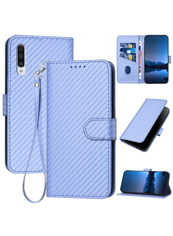 S-TOP Case For Samsung Galaxy A50 / A50s YX0070 Carbon Fiber Buckle Leather Phone Case with Lanyard - Image 1