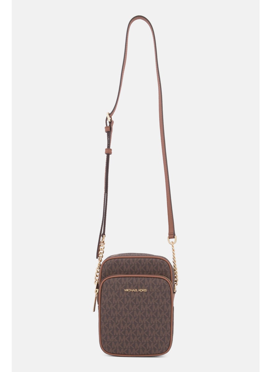 Michael Kors Women Brand Logo Chain Cross Body Bag 22 H x15 L x 8 W cm, Dark Brown  - Image 1